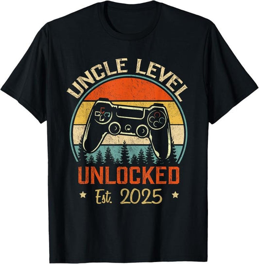 100% Cotton Vintage Leveled Up To Uncle - Uncle Level Unlocked Est. 2025 T-Shirt