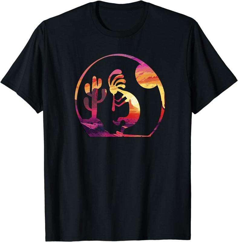 [100% Cotton]Vintage Native American Symbol Sunset Kokopelli T-Shirt