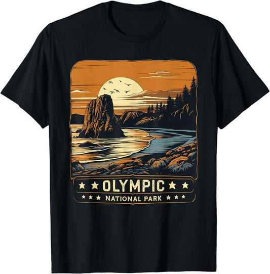 [100% Cotton]Vintage Olympic National Park Shirt Washington Adventure Ret T-Shirt