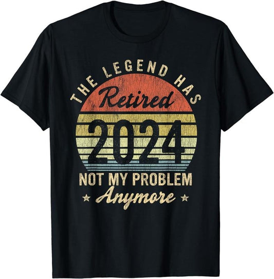 [100% Cotton]Vintage Retired 2024 Not My Problem Retirement For Men Women T-Shirt