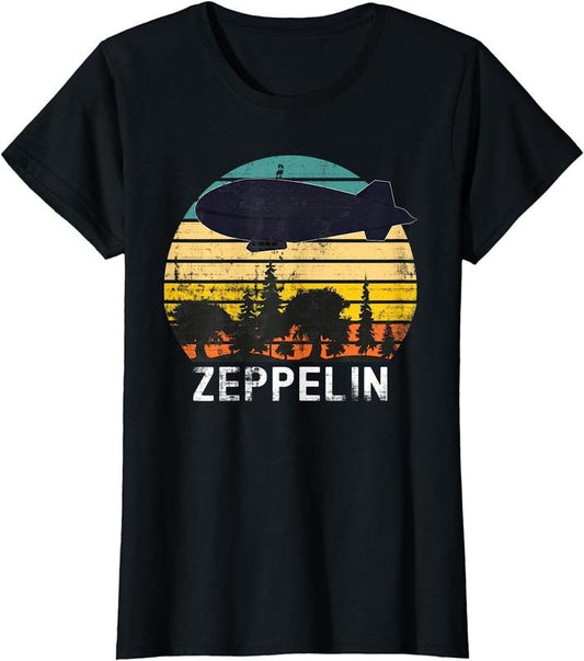 [100% Cotton]Vintage Retro Zeppelin - Distressed Style Dirigible Airship T-Shirt