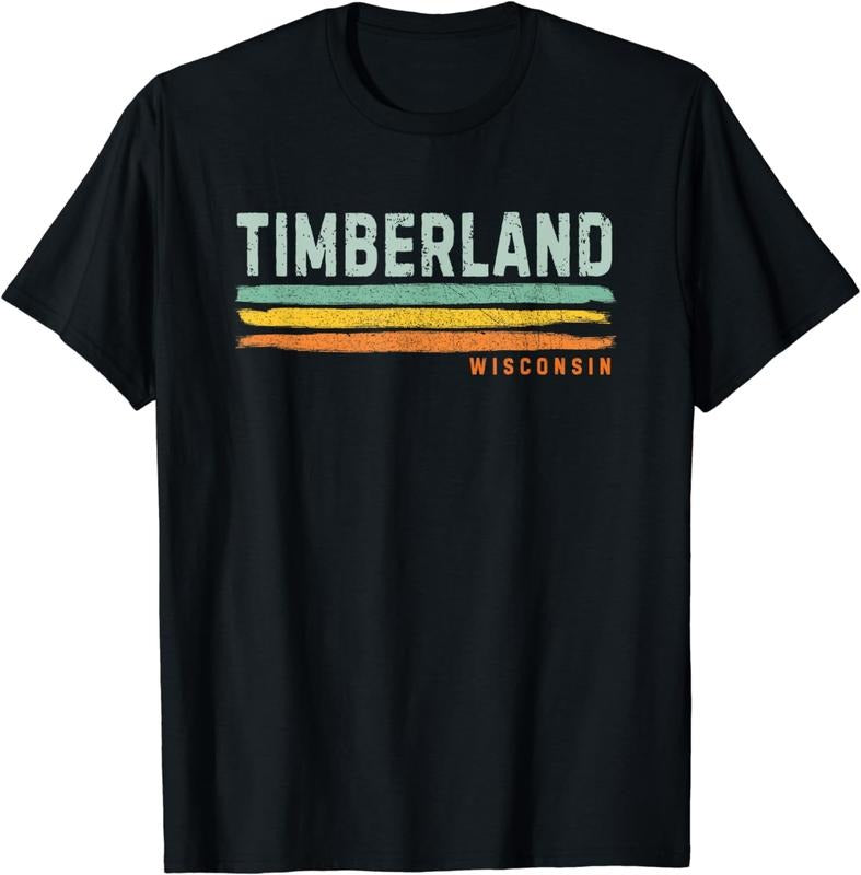 [100% Cotton]Vintage Stripes Timberland WI T-Shirt