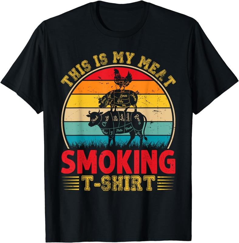 [100% Cotton]Vintage This Is My Meat Smoking T-shirt BBQ Smokers Lovers T-Shirt