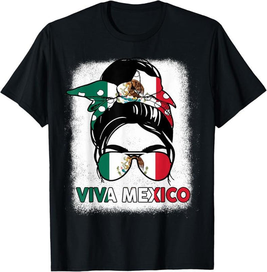 100% Cotton Viva Mexico-Shirt Women Mexican Flag Independence Day T-Shirt