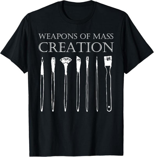 100% Cotton Weapons Of Mass Creation Funny Art Brush Painter Artist T-Shirt