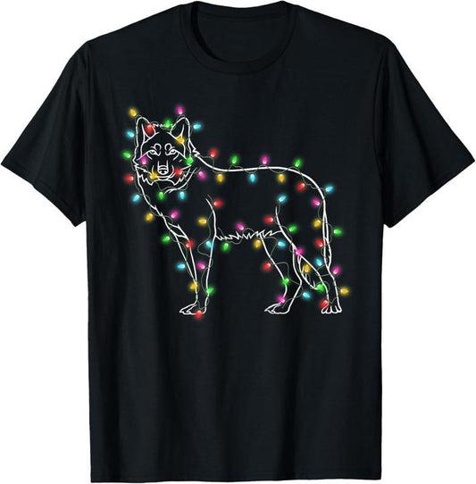 100% Cotton Wolfs Tree Christmas Sweater Xmas Pet Animal Wolf Lover Gift T-Shirt
