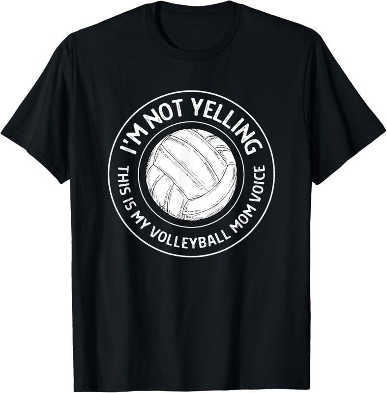 100% Cotton Women's Volleyball Mom Voice - Funny Volleyball Mama T-Shirt