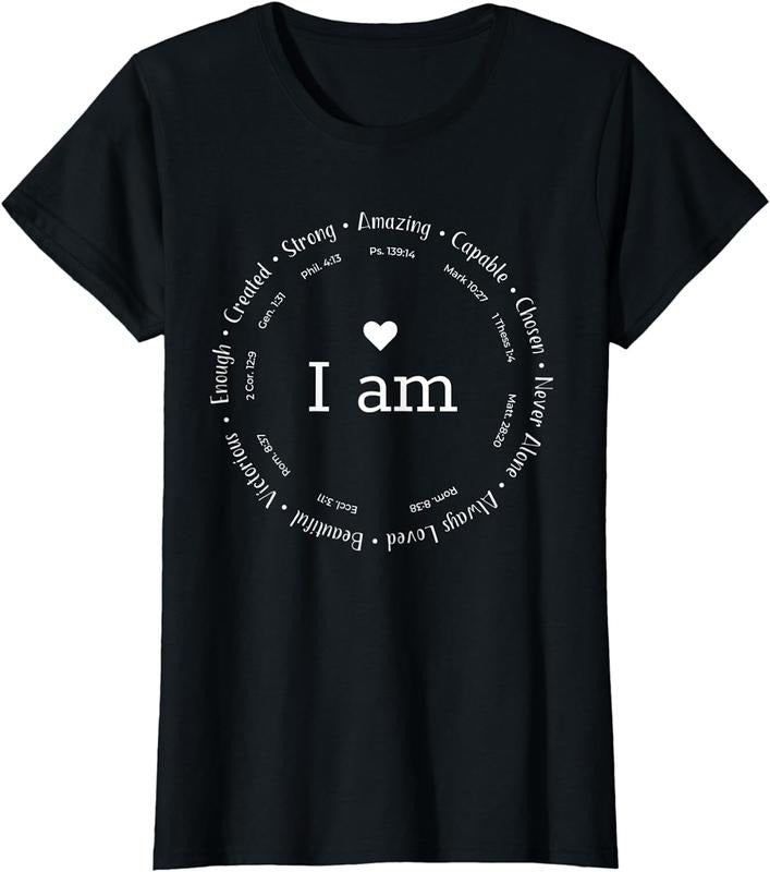 [100% Cotton]Womens I am Circle Design Womens Positive Omens Affirmations T-Shirt