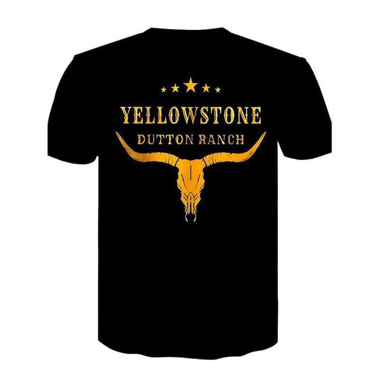 [100% Cotton]Yellowstone Dutton Ranch Graphic T-Shirt for Men, Casual Crew Neck, Polyester Tee with Slight Stretch, All-Over Print, Regular Fit, for Summer Knit Fabric Top