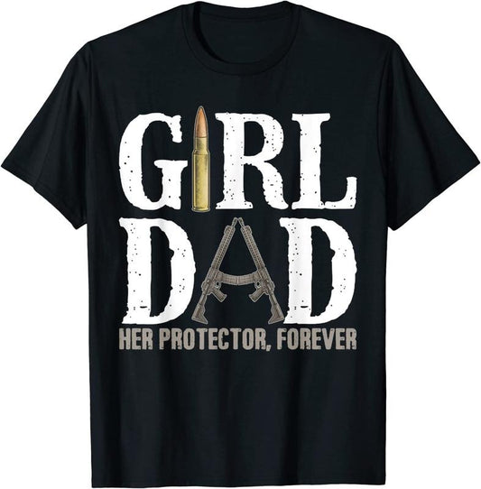[100% Cotton]ZOCAVIA Mens Girl Dad Her Protector Forever Funny Father of Girls T-Shirt