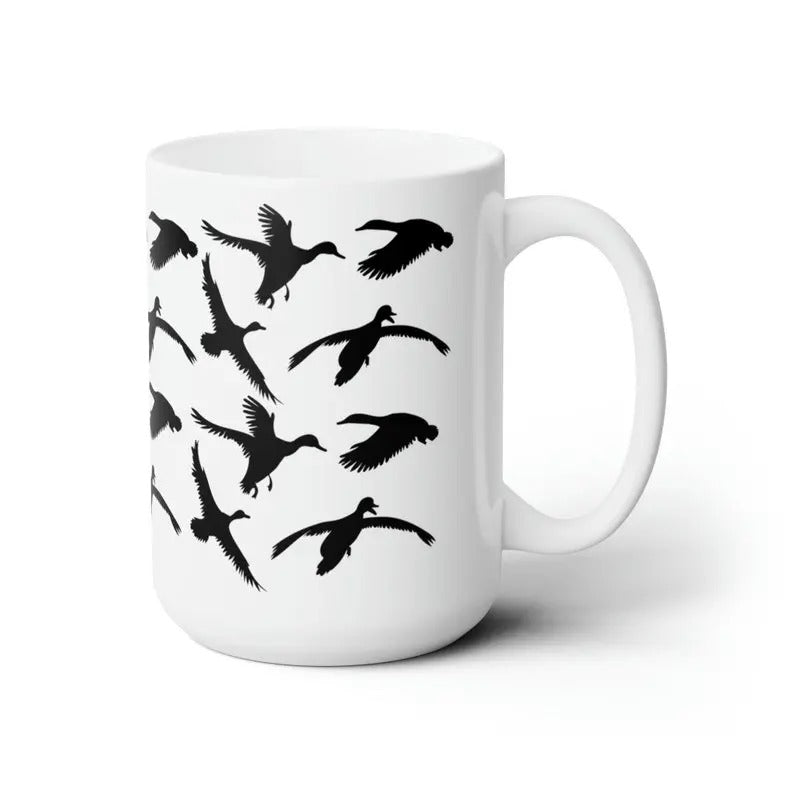 15oz 11oz White Ceramic Duck Mug, Duck Hunting Cup, Waterfowl Hunter Coffee Custom Ceramic Mug