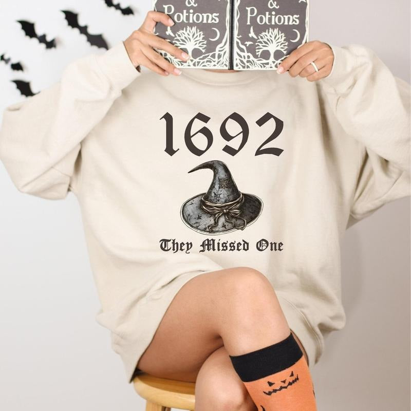 1692 They Missed One Sweatshirt, Salem Witch Sweatshirt, Spooky Season Sweater, Halloween Women's Sweatshirt, Halloween Costume Gift Sweater