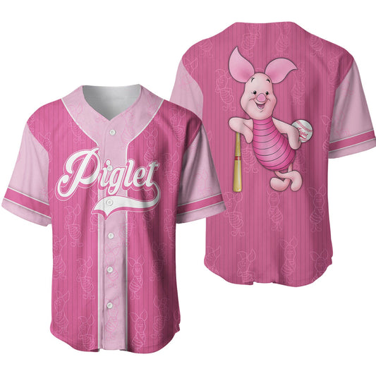 Winnie The Pooh Jersey Disney Winnie The Pooh Piglet Sport Player Pink Jersey Shirt Winnie The Pooh Baseball Jersey Disney Baseball Jersey - Bafud