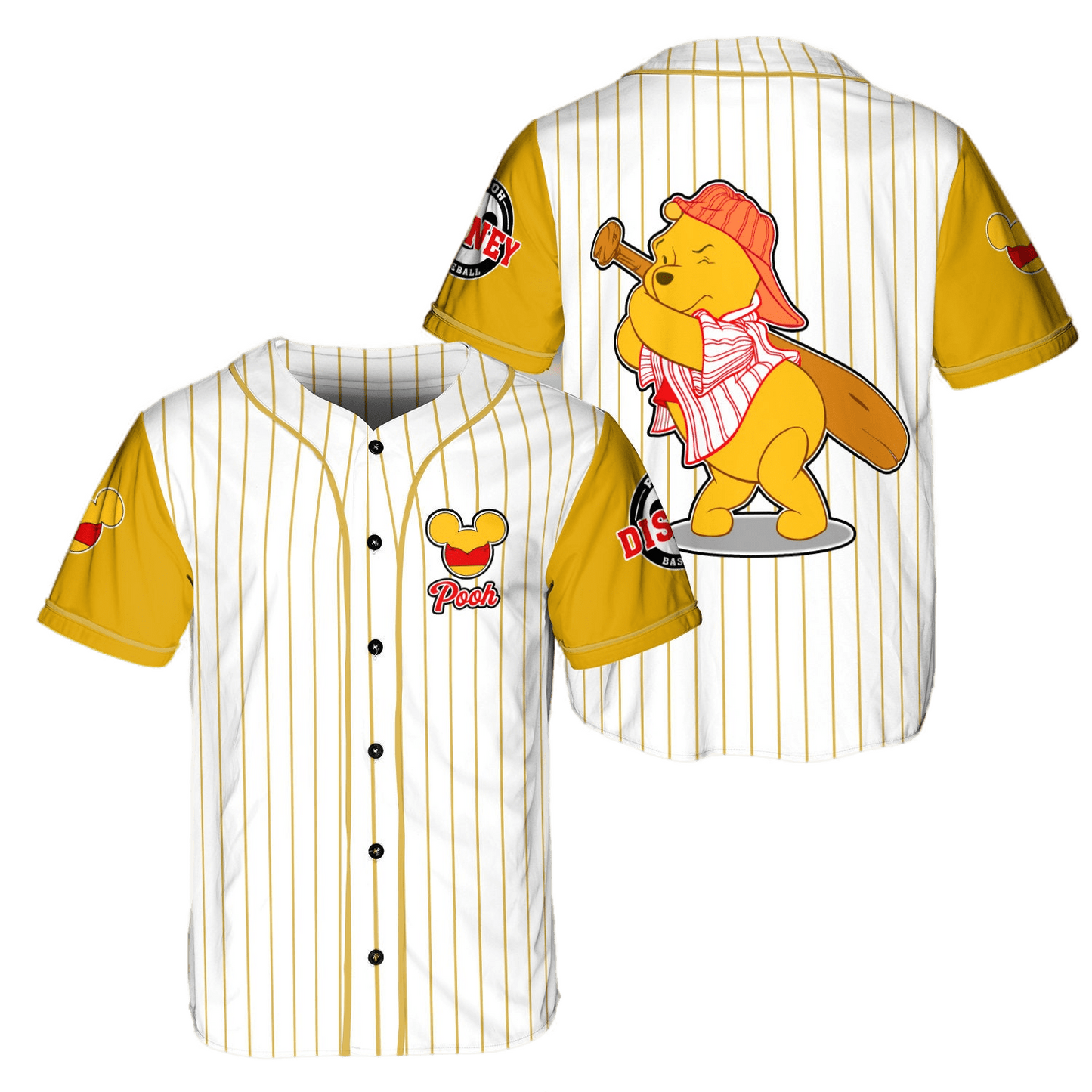 Winnie The Pooh Jersey Disney Winnie The Pooh Sport Hitter White Yellow Jersey Shirt Winnie The Pooh Baseball Jersey Disney Baseball Jersey - Bafud