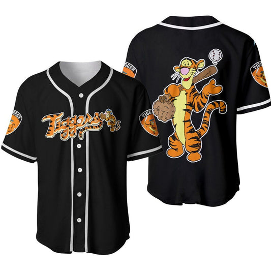 Tigger Winnie the Pooh Disney Cartoon Graphics All Over Print Unisex Baseball Jersey - Bafud