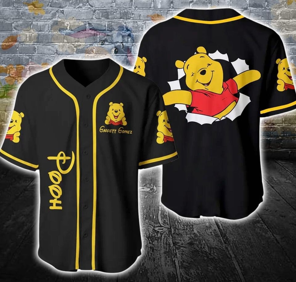 Personalized Winnie The Pooh Baseball Jersey, Winnie The Pooh Baseball Jersey, Custom Name And Number Baseball Jersey, Movie Jersey Shirt - Bafud