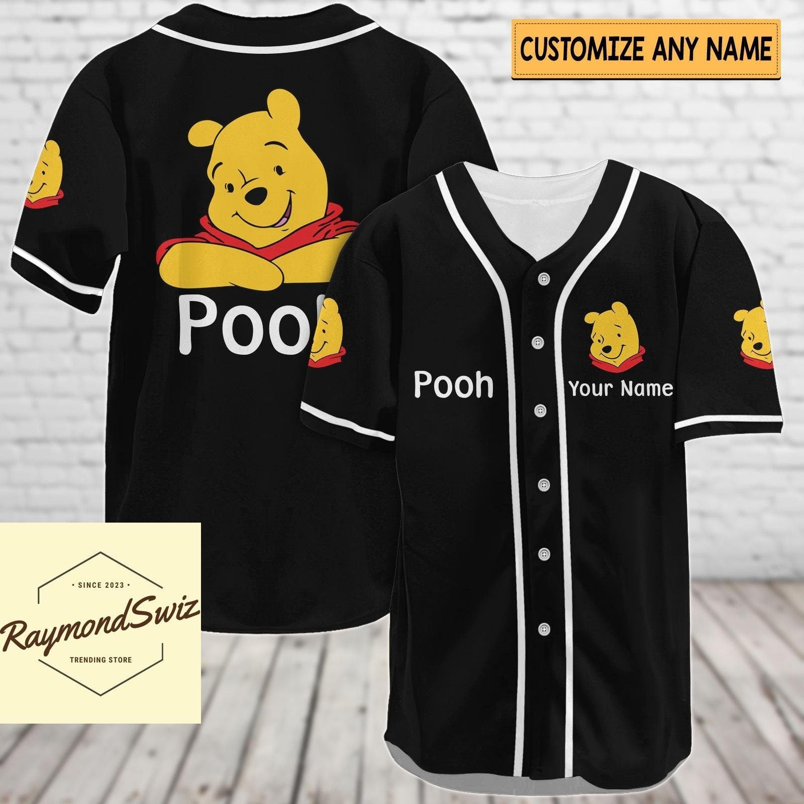 Pooh Jersey Shirt, Custom Pooh Baseball Shirt, Winnie The Pooh Baseball Jersey (Image 1)