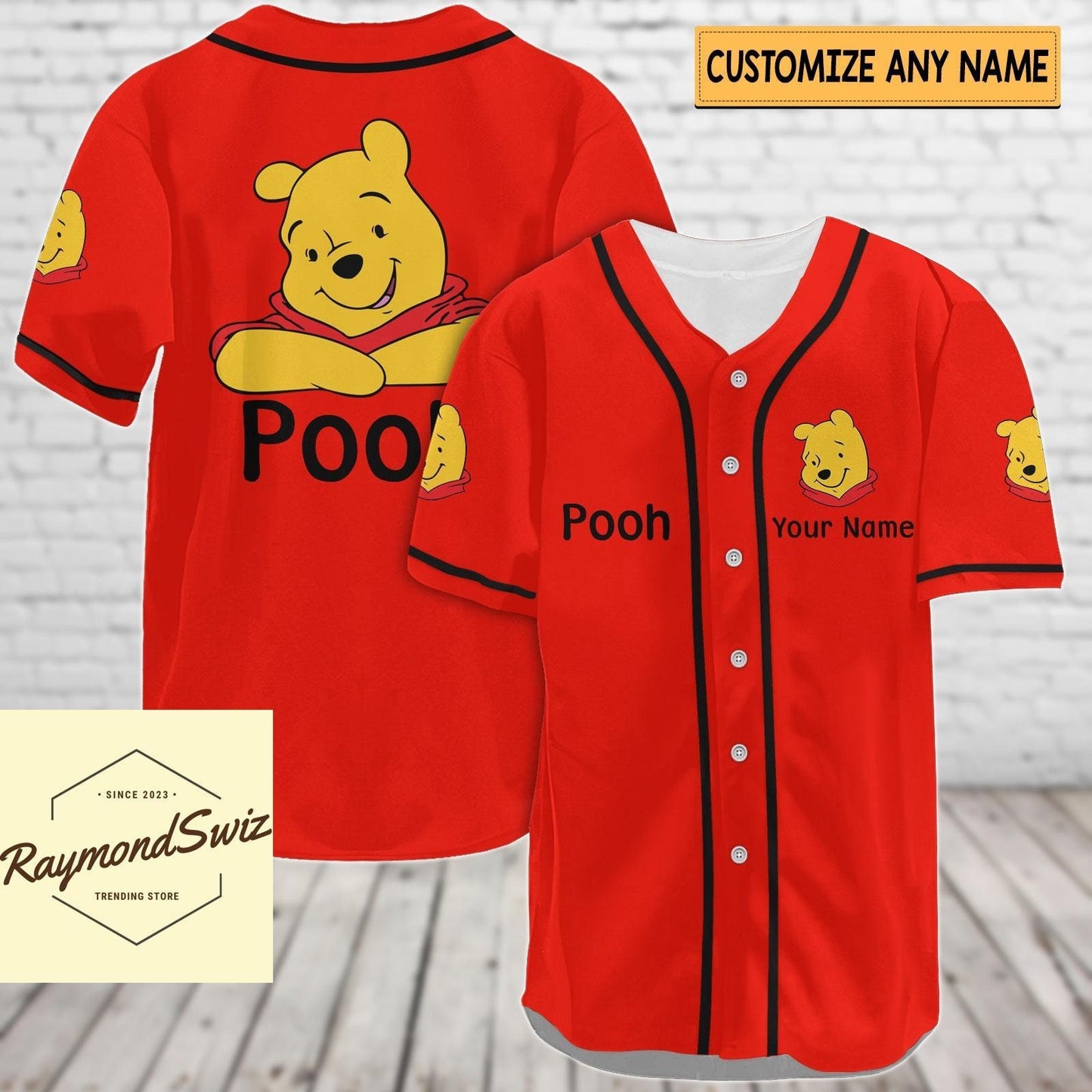 Pooh Jersey Shirt, Custom Pooh Baseball Shirt, Winnie The Pooh Baseball Jersey (Image 2)