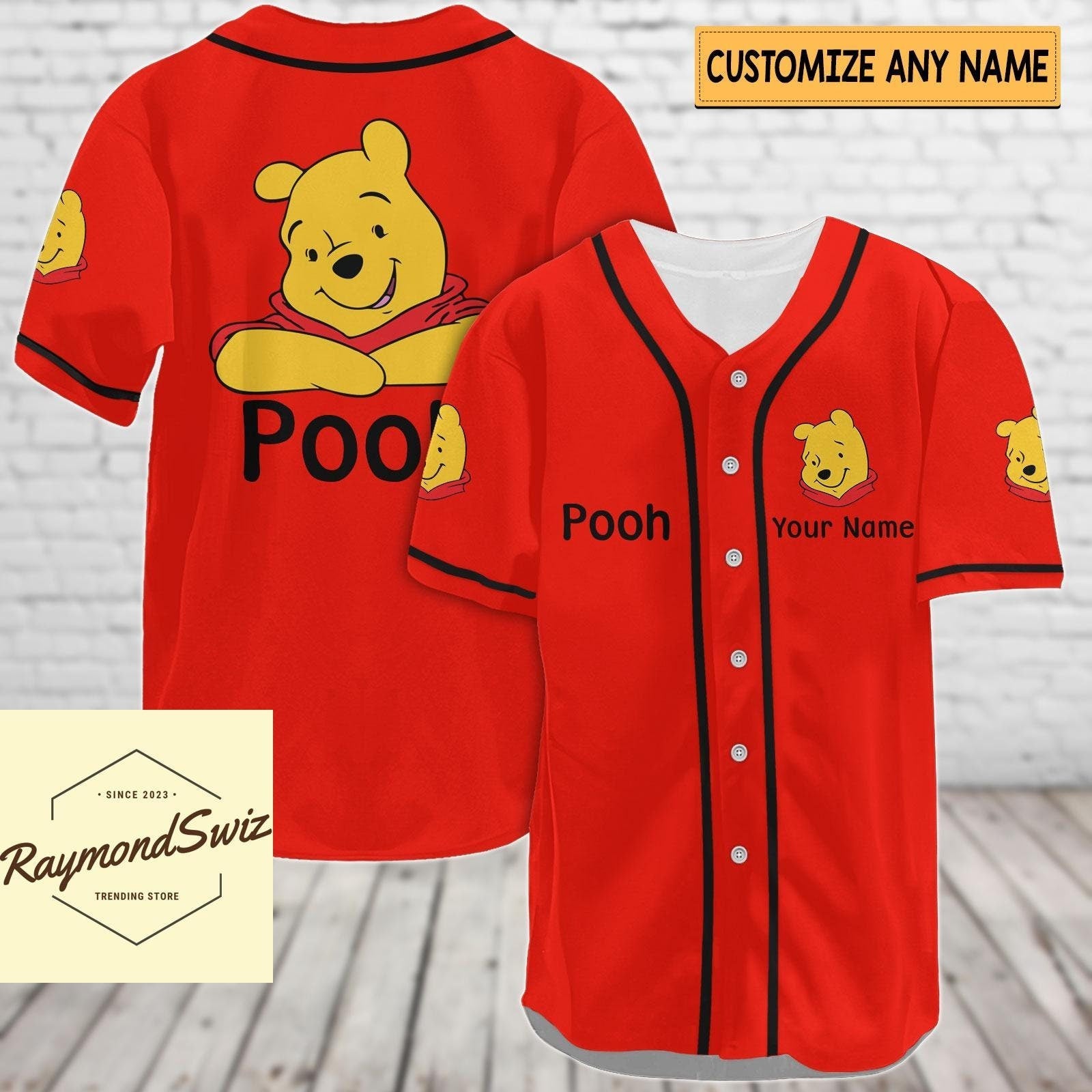 Pooh Jersey Shirt, Custom Pooh Baseball Shirt, Winnie The Pooh Baseball Jersey (Image 2)