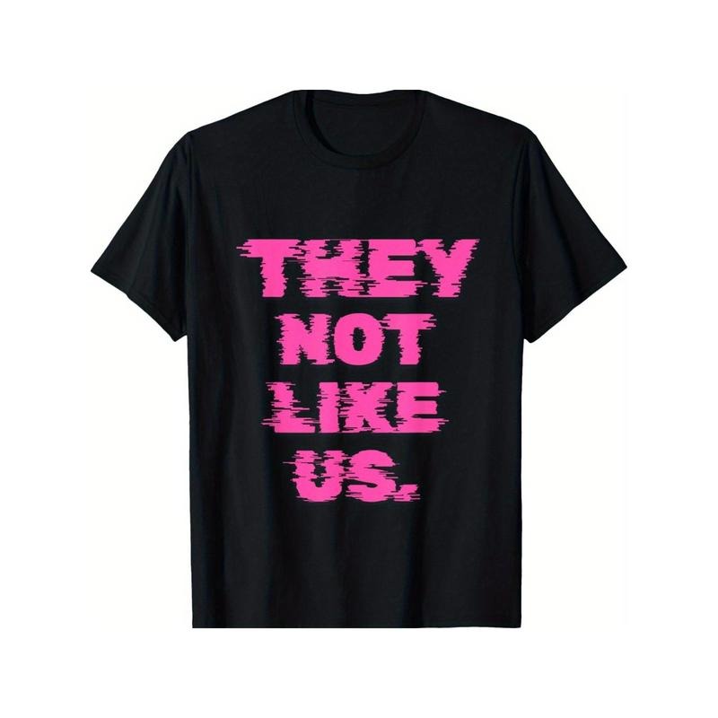 [1pc "They Not Like Us" Print T-Shirt] Unisex "They Not Like Us" Print T-Shirt, 100% Cotton, Casual Crew Neck, Non-Stretch Knit Fabric, Regular Fit, for All-Season Tee made in usa