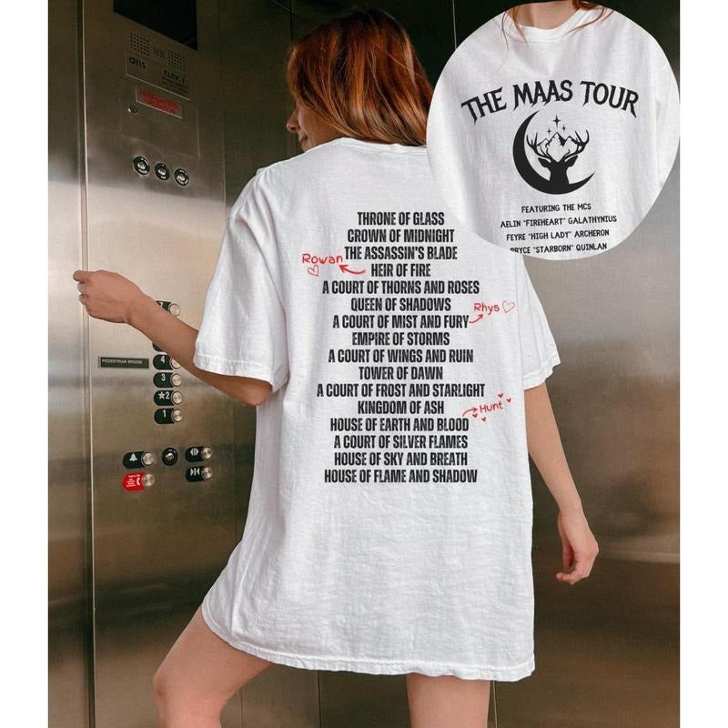 2 Sided, The Maas Tour Bookish Shirt, Maasverse ACOTAR Throne of Glass Officially Licensed SJM Merch, Bookish Band Tshirt, Reader