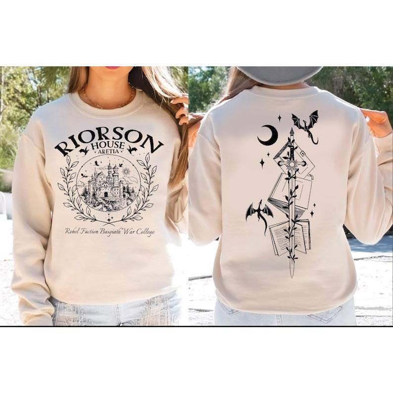 2 Slide, Xaden Riorson House Sweatshirt, Iron Flame Sweatshirt, Dragon Rider 2-Sided Sweatshirt, Violet Sorrengail Shirt, Bookish Gifts, L142