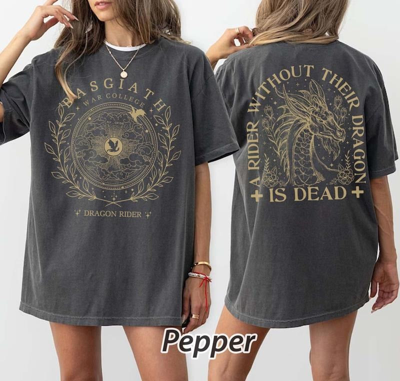 2 slide design, Basgiath War College 2 Side Patten Shirt, Fourth Wing T-shirt, Dragon Rider T-shirt, Rebecca Yoros Shirt, Bookish Shirt, Violet Sorrengail