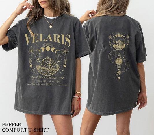 2 slide design,Velaris ACOTAR Shirt, Merch City of Starlight Court of Dream, Merch Sarah J Maas Licensed Throne Of Glass TOG Crescent City T-Shirt