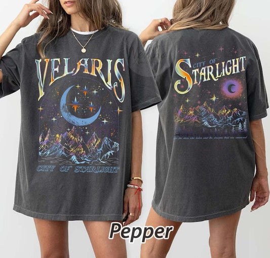 2 slides,Velaris City Of Starlight ACOTAR tshirt, The Night Court Shirt, Court of Dreams, Rhysand, Cassian, Sarah J Maas, Booklover Tee