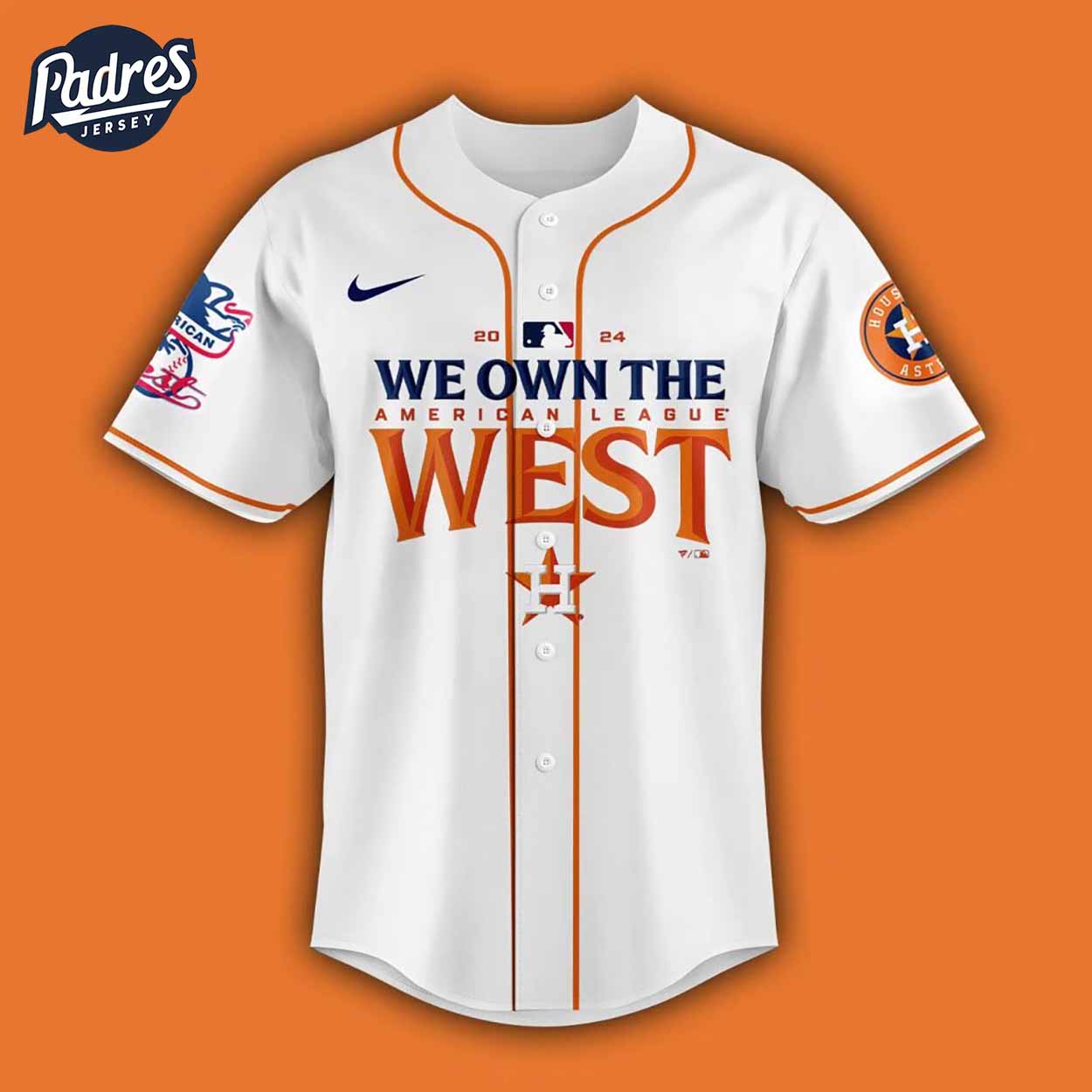2024 Houston Astros Fanatics Al West Division Champions Baseball Jersey - Padres Jersey Oasis: Elevate Your Baseball Style Game