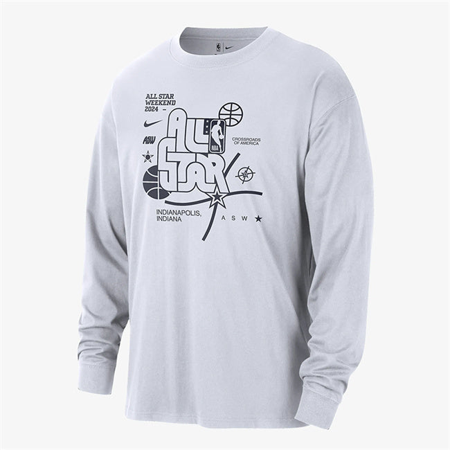 2024 All-Star Weekend White Long Sleeve T-Shirt Style 2