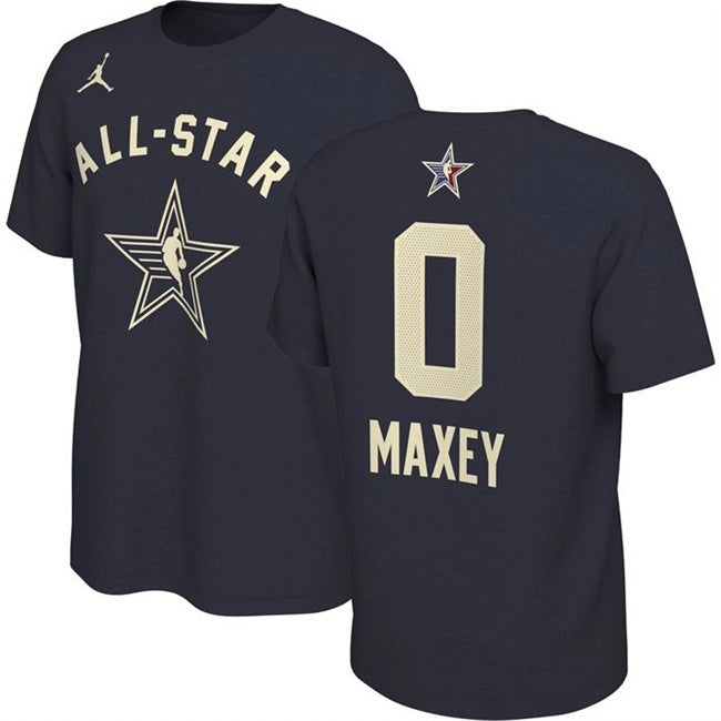 2024 All-Star #0 Tyrese Maxey Navy T-Shirt Style 2