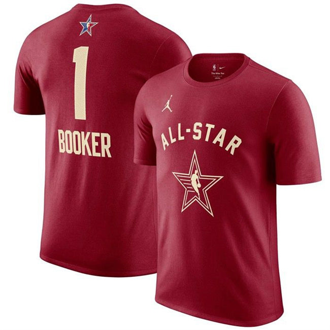 2024 All-Star #1 Devin Booker Crimson T-Shirt Style 1
