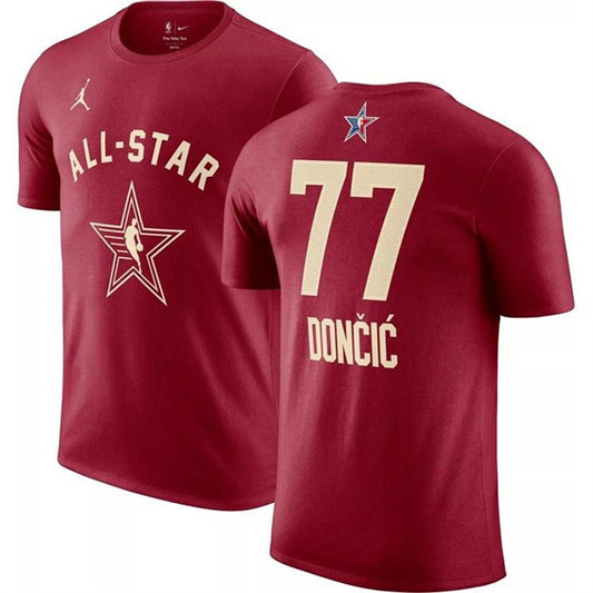 2024 All-Star #77 Luka Dončić Crimson T-Shirt Style 2