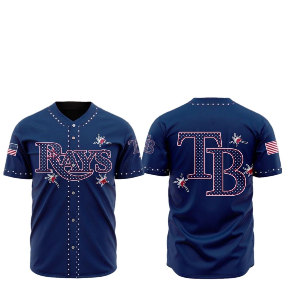 2025 Bay Rays Happy Independence Day Baseball Jersey - Grishko.com