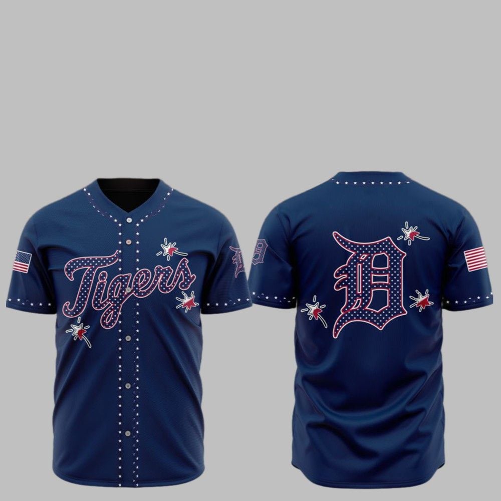 2025 Detroit Tigers Happy Independence Day Baseball Jersey - Grishko.com