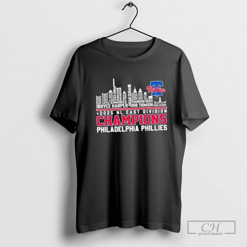 2025 Nl East Division Champions Philadelphia Phillies All Names City Skyline T Shirt Sweater