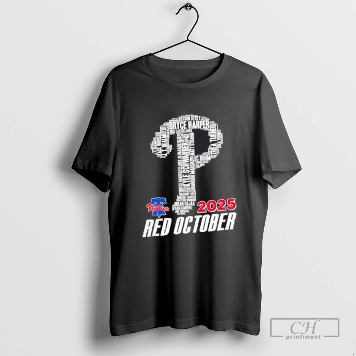 2025 Red October Philadelphia Phillies All Names Logo