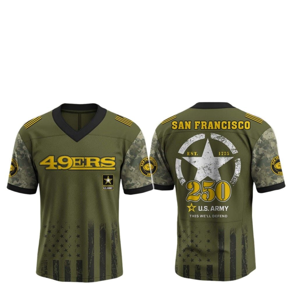 2025 SF 49ers 250th Anniversary US Army Jersey - Grishko.com T-Shirts, Hoodie, Sweatshirt | WearSparks.com (Image 2)