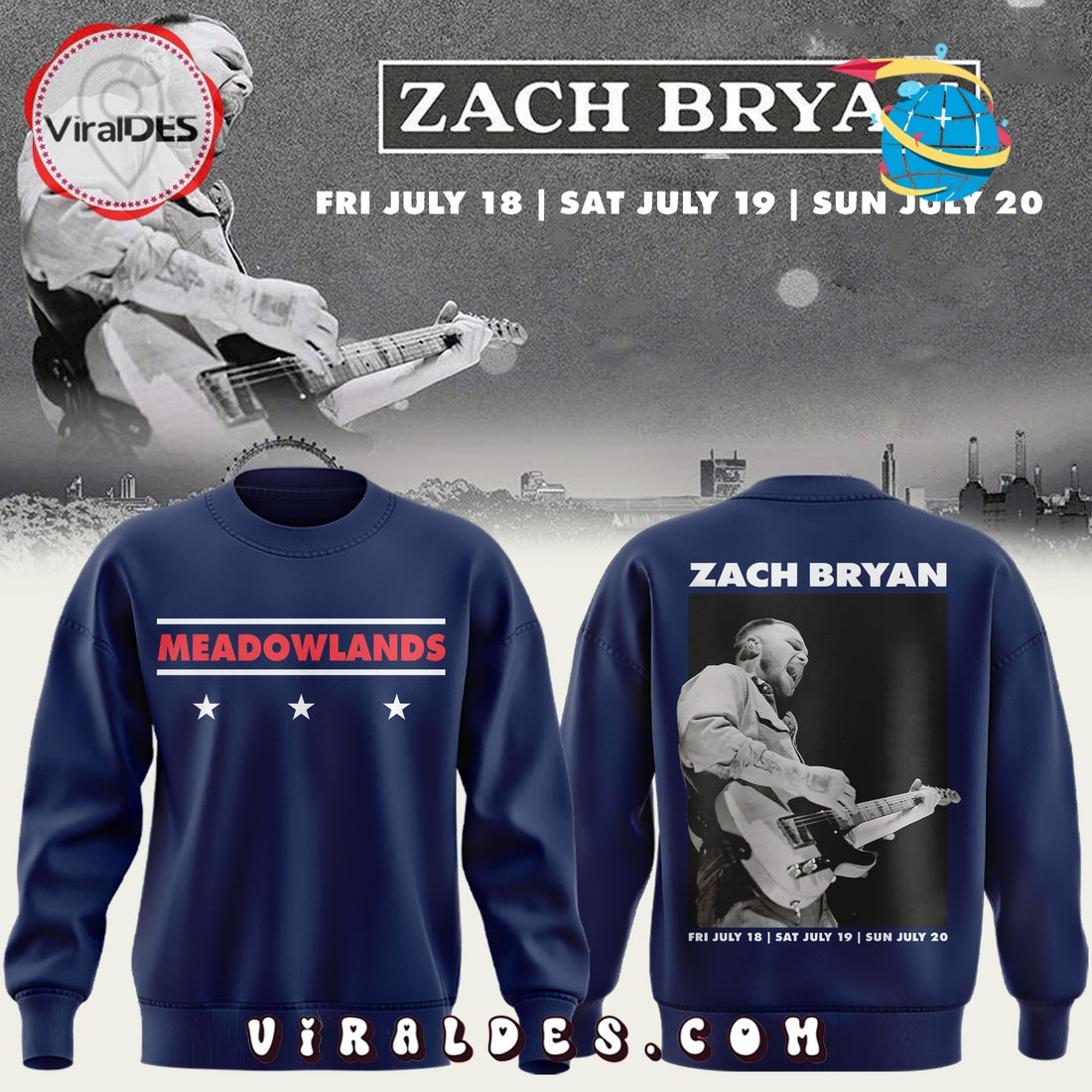 2025 Zach Bryan Meadowlands Blue Hoodie