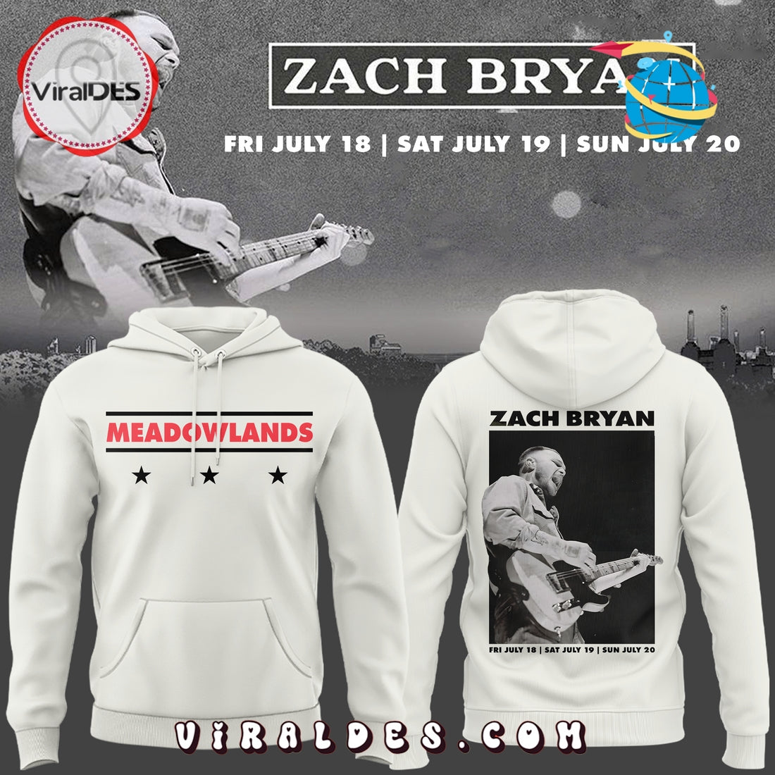2025 Zach Bryan Meadowlands Cream Hoodie