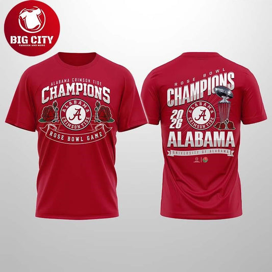 2026 Crimson Tide Rose Bowl Champions Two Sided Shirt