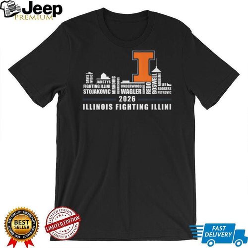 2026 Illinois Fighting Illini Basketball Team Skyline T Shirt