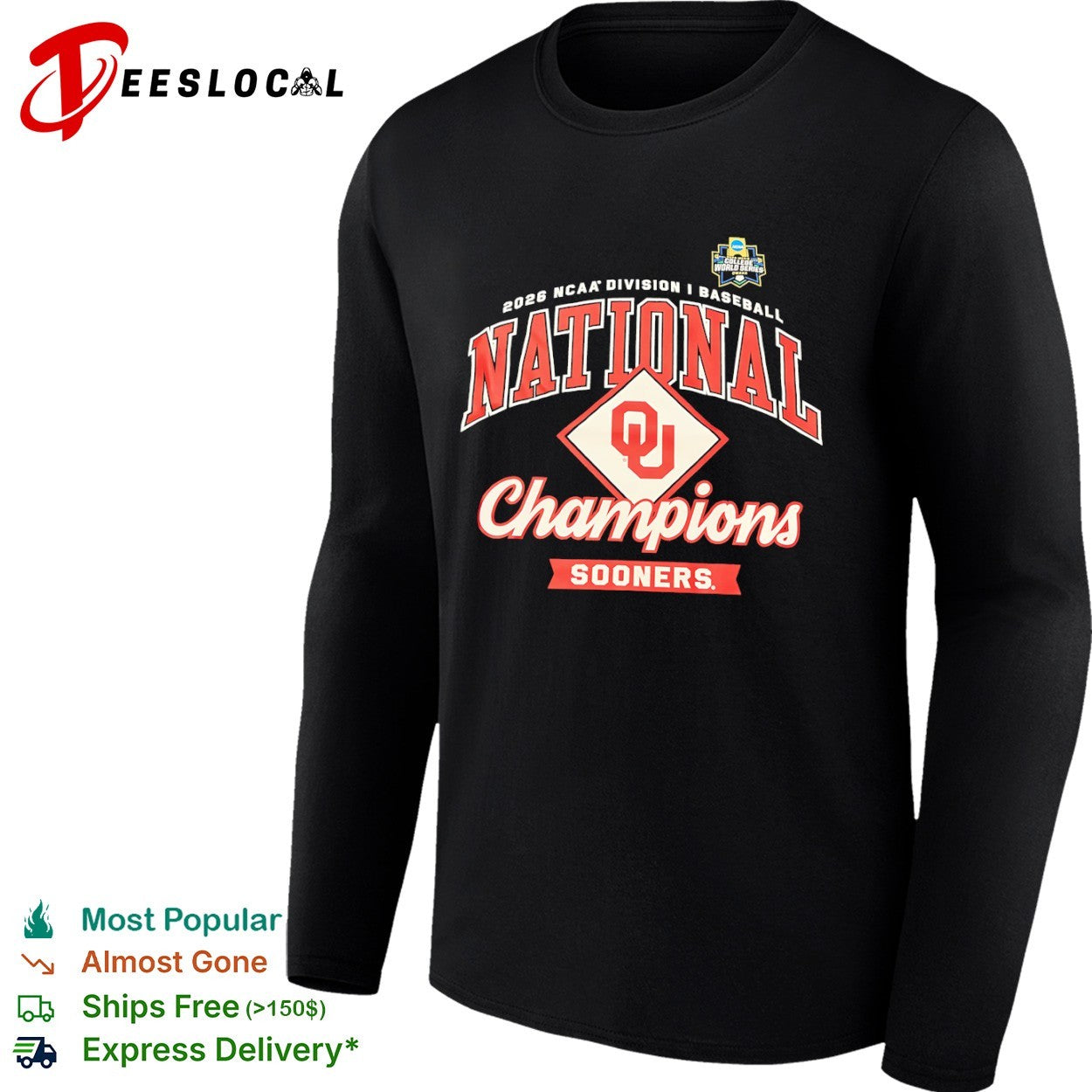 2026 Oklahoma Sooners NCAA Division I Baseball National Champions shirt
