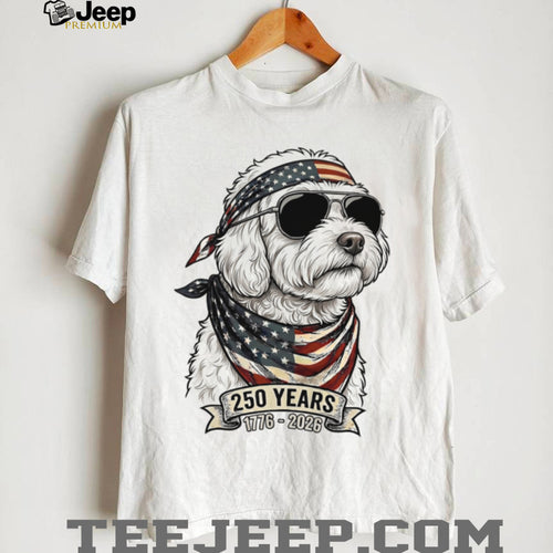 250 Years USA Doodle Dog American Flag Bandana Shirt