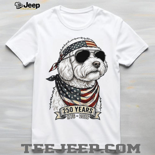 250 Years USA Doodle Dog American Flag Bandana Shirt