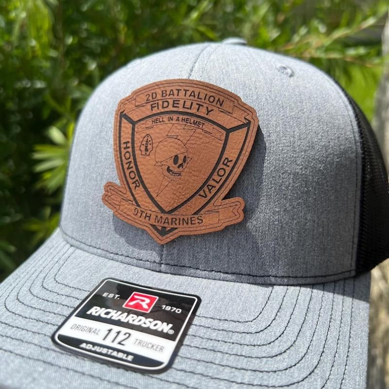 2nd Battalion 9th Marines Leather Hat Patch Richardson Hat Mesh Back Snap Back | Salty Vet |