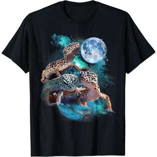 3 Moon Gecko Funny Reptile Leopard Lizard Geckos Art Novelty T-Shirt