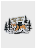 Happy Tails On Trails Corgi Sticker