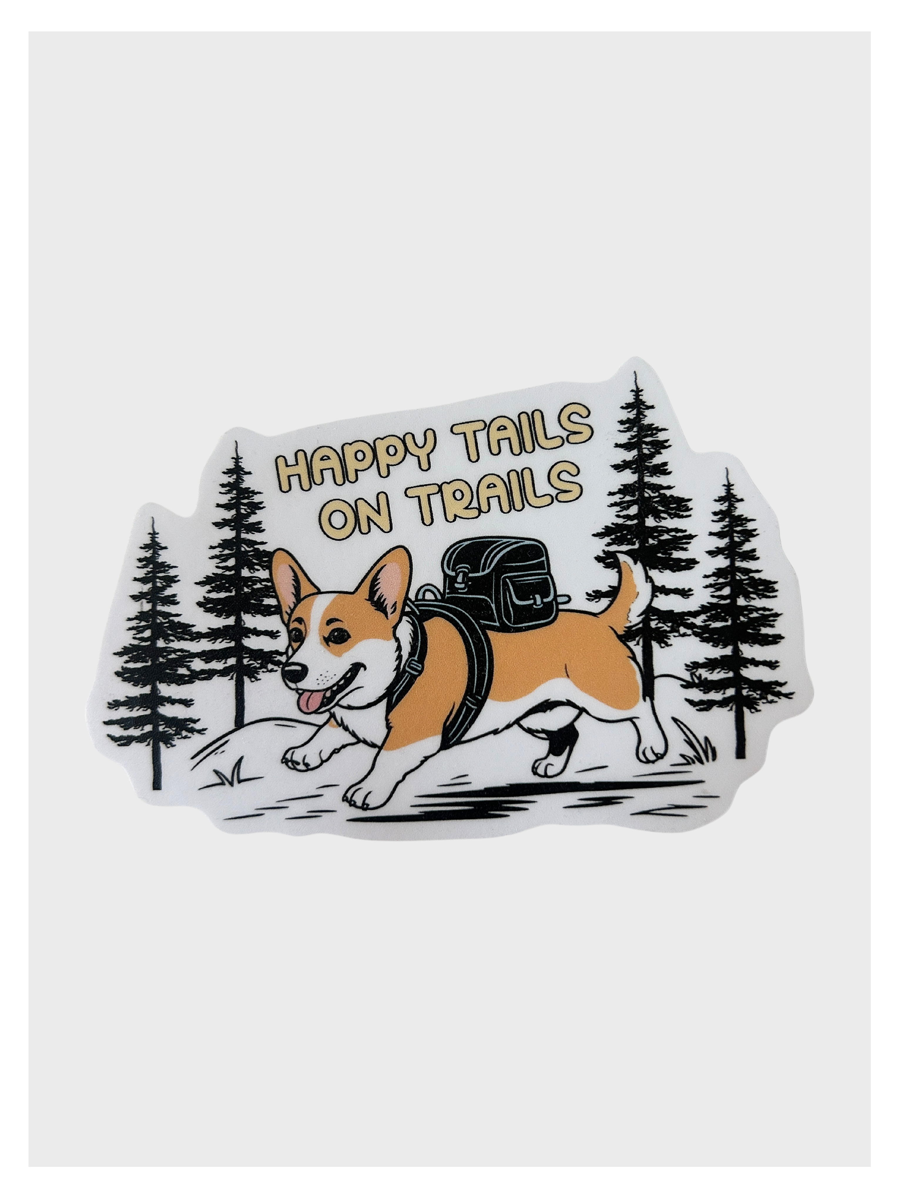 Happy Tails On Trails Corgi Sticker